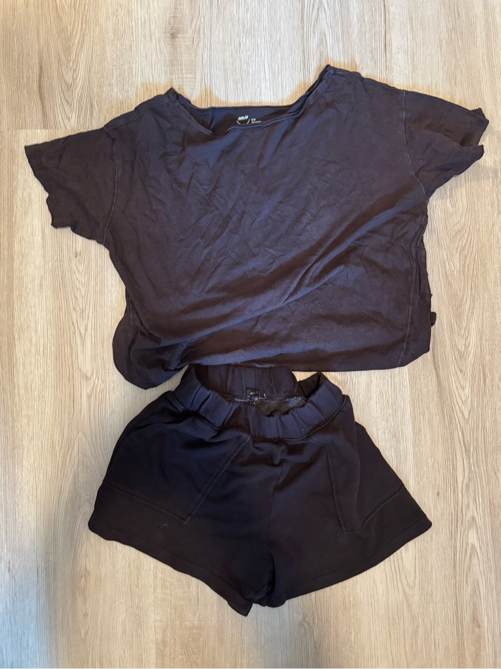 Aerie Off the Shoulder Oversized Boyfriend Tee & Fleece Short (NWOT) - Deep Eart